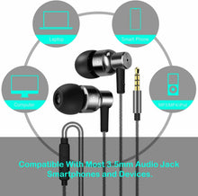 Carica l&#39;immagine nel visualizzatore di Gallery, Cuffie in ear con microfono integrato, Auricolari con bassi potenti, 3.5 mm Nero