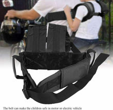 Carica l&#39;immagine nel visualizzatore di Gallery, Cintura di sicurezza per bambini per moto, Fascia regolabile, Imbracatura Nero