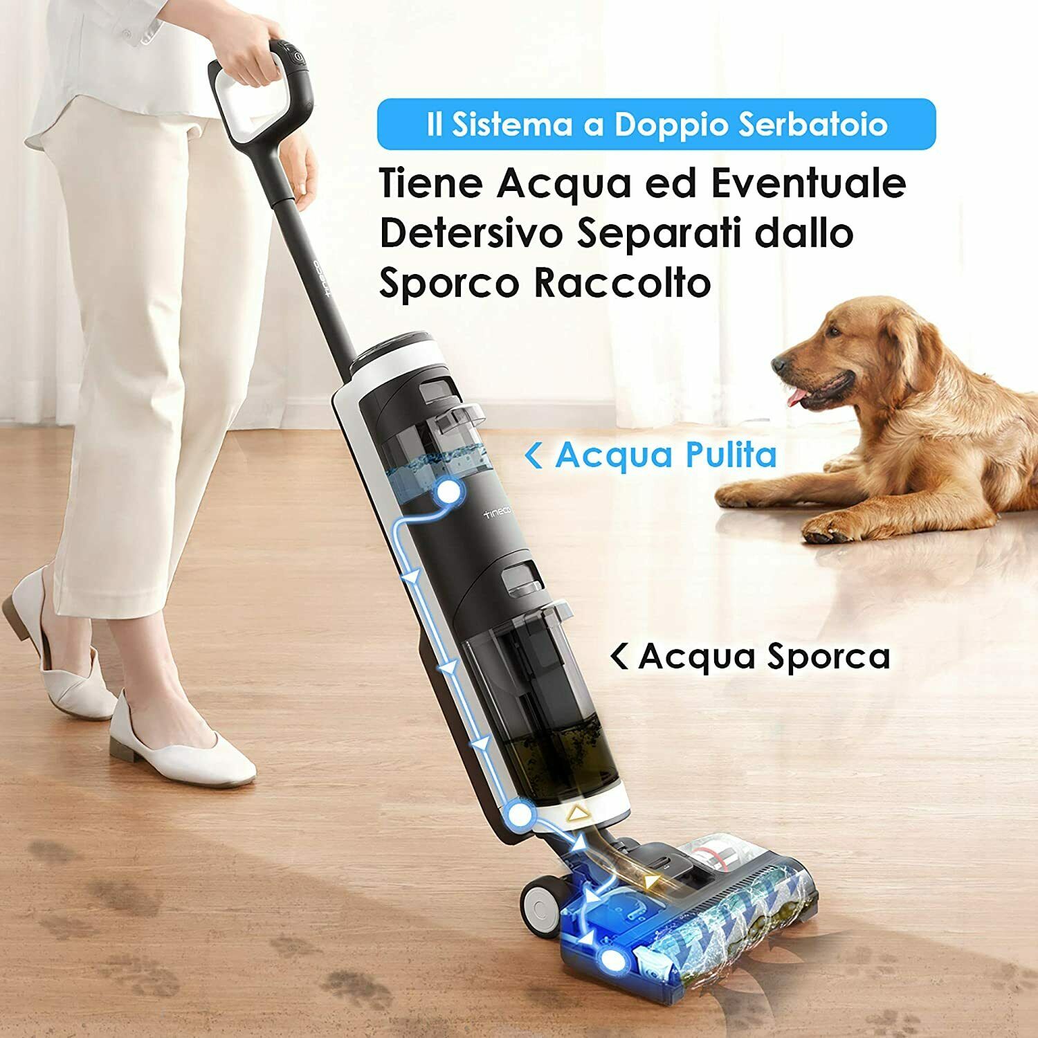 Tineco FLOOR ONE S3 Aspirapolvere Lavapavimenti Cordless, Senza Fili,. –