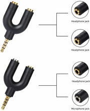 Carica l&#39;immagine nel visualizzatore di Gallery, 2 x Sdoppiatore per attacco cuffia Aux da 3.5 mm, Adattatore microfono e cuffia