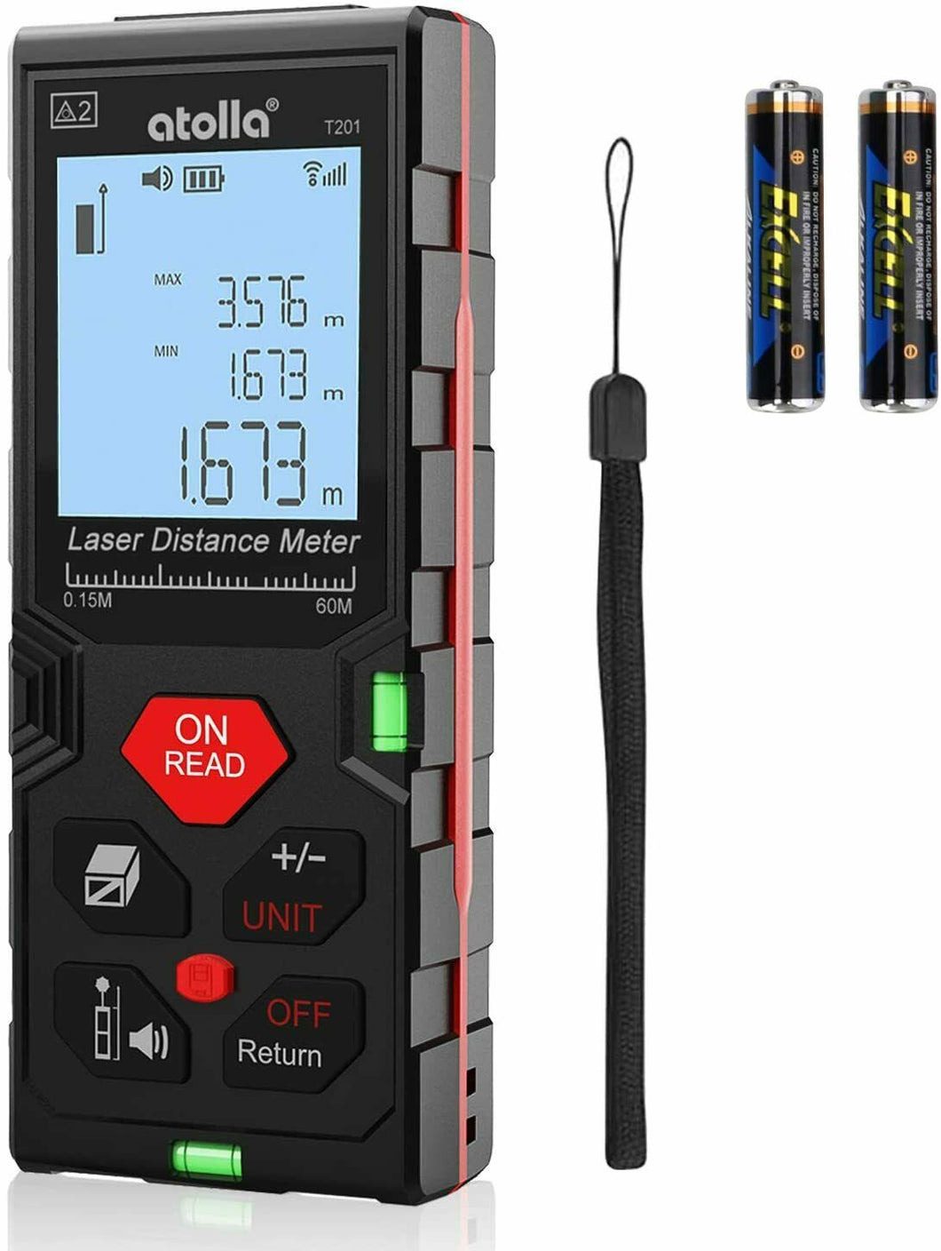 Misuratore Laser digitale con Display LCD illuminato, Telemetro fino a 60 m IP54