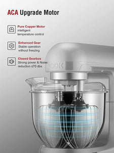 Impastatrice Planetaria, Aicok Robot da Cucina con Doppia Gancio Argento