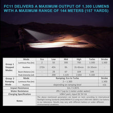 Carica l'immagine nel visualizzatore di Gallery, Wurkkos FC11 Torcia tattica a LED,1300 lumen,con 90 CRI e 5000k Natural White
