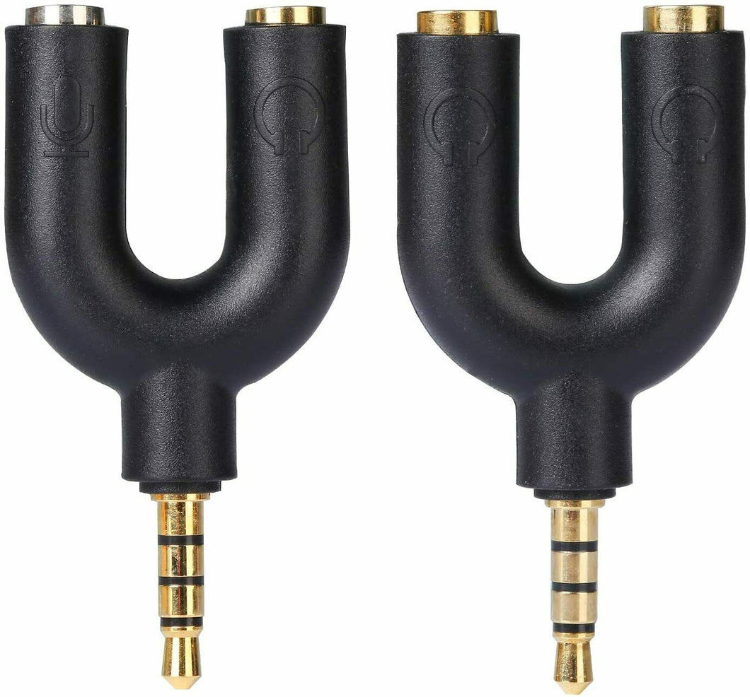 2 x Sdoppiatore per attacco cuffia Aux da 3.5 mm, Adattatore microfono e cuffia