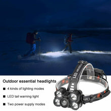 Carica l&#39;immagine nel visualizzatore di Gallery, Torcia da testa frontale a LED ricaricabile USB impermeabile, LED 20000 lm