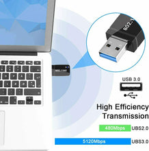 Carica l'immagine nel visualizzatore di Gallery, Adattatore USB 3.0 WiFi dual band AC 1200Mbps, Mini chiavetta connessione PC Mac