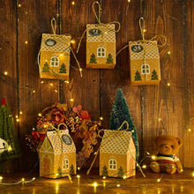 Carica l&#39;immagine nel visualizzatore di Gallery, 24 x Scatole a forma di casetta, Confezioni regalo per Natale + Adesivi numerati