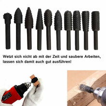 Carica l'immagine nel visualizzatore di Gallery, 10 x Raspe rotative per fresa il legno, Attacco da 6 mm, Punte per trapano Nero