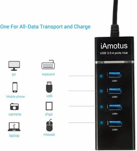 Hub con 4 porte USB 3.0 super speed 5 GBps, Attacco USB e USB C, Lettore dati