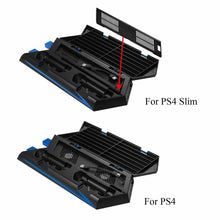 Carica l&#39;immagine nel visualizzatore di Gallery, Supporto verticale per PS4 Slim/PS4 Con Ventilatore e base di ricarica