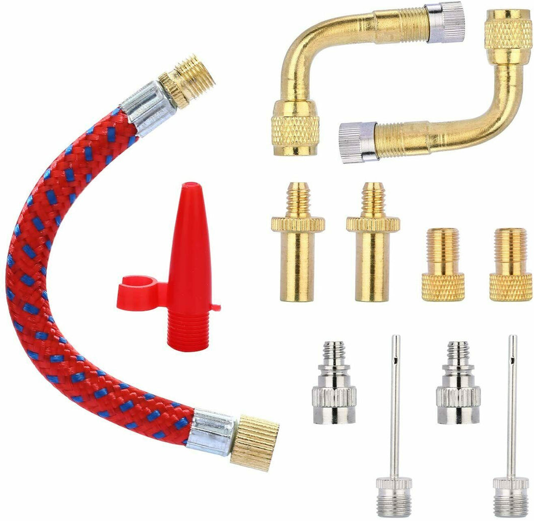 Kit di adattatori per valvola di gonfiaggio per bicicletta Flessibile e angolare