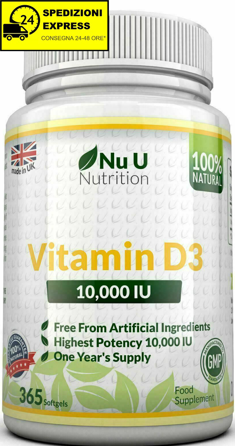 Vitamina D3 10.000 UI 365 Capsule Softgel Integratore di vitamina d3 nu u nutri