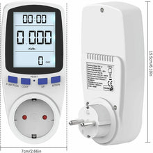 Carica l'immagine nel visualizzatore di Gallery, Presa schuko con misurazione costi di energia, Display LCD regolabile, 3680 W