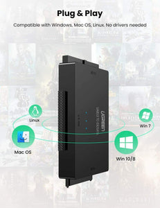 Adattatore per HDD SSD esterni da 2.5" e 3.5", Attacco SATA IDE USB 3.0, DC 12 V