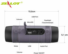 Carica l&#39;immagine nel visualizzatore di Gallery, ZEALOT S1 Cassa Bluetooth Piccola Portatile Waterproof IPX5 Con Torcia Grigio