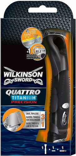 Rasoio elettrico 3 in 1 Wilkinson Quattro Titanium Precision, Quadrilama titanio