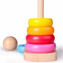 Carica l'immagine nel visualizzatore di Gallery, Gioco in legno per bambini, Anelli impilabili per educazione Colorato Prescolare