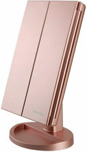 Carica l&#39;immagine nel visualizzatore di Gallery, deweisn Specchio Trucco con 21 LEDs, di Vanity Trifold Oro Rosa