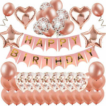 Carica l'immagine nel visualizzatore di Gallery, 50 x Decorazione per compleanno Oro Rosa, Palloncini festone e coriandoli, Festa