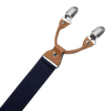 Carica l&#39;immagine nel visualizzatore di Gallery, HBF Bretelle Uomo Eleganti con Papillon Nero 6 Clip Righe Vintage 5