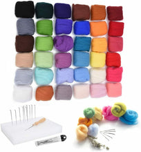 Carica l'immagine nel visualizzatore di Gallery, 36 x Lana cardata colorata per attività decorative, 10 Aghi per ricamo, Punta