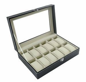 Scatola Porta Orologi con 12 scompartimenti per 12 Orologi, 30 x 20 x 8 cm