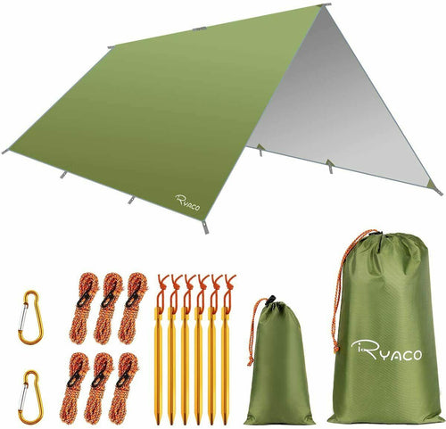 Tenda da campeggio parasole da 3 x 4 m in nylon, Protezione UV e pioggia, Verde