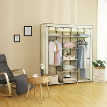 Carica l'immagine nel visualizzatore di Gallery, Armadio Guardaroba Appendiabiti In Acciaio e Tessuto 175 x 150 x 45cm, Beige