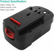 Carica l'immagine nel visualizzatore di Gallery, Batteria sostitutiva compatibile Black &amp; Decker A18 3.0Ah Ni-Mh, 18V, Ricambio
