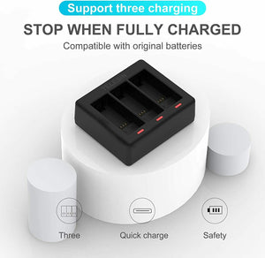 2 x Batterie con Caricabatterie Triplo per Gopro HERO 9 black, Capacità 1750 mAh