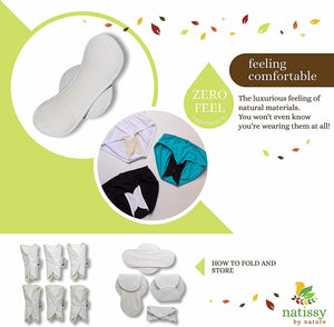 Assorbenti lavabili mestruale di bambù, in 7-Pack, Nature - Multi Sizes