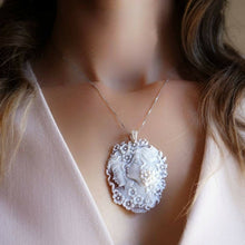 Carica l&#39;immagine nel visualizzatore di Gallery, GUSCIO ITALIANO ORIGINALE Cameo Collana, fatti a mano in Italia, argento sterling 925- mostra il titolo originale