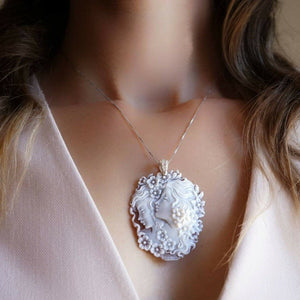 GUSCIO ITALIANO ORIGINALE Cameo Collana, fatti a mano in Italia, argento sterling 925- mostra il titolo originale
