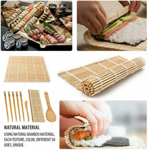 Carica l'immagine nel visualizzatore di Gallery, Kit completo per fare sushi, Set con tappetini in bambù bacchette e spatole riso