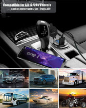 Carica l'immagine nel visualizzatore di Gallery, Presa USB doppia in Alluminio per auto, Sistema Quick charge 2.0 36 V 3A, 12/24V