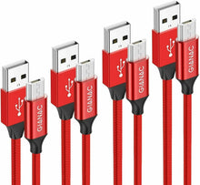 Carica l'immagine nel visualizzatore di Gallery, GIANAC Cavo Micro USB,[4 Pezzi:0.5m,1m,2m,3m] Nylon USB ROSSO
