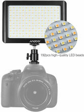 Carica l'immagine nel visualizzatore di Gallery, Luce fotografica 192 LED per fotocamera DSLR, Illuminazione dimmerabile batterie