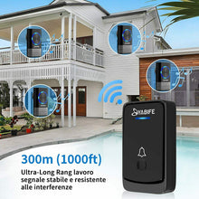 Carica l'immagine nel visualizzatore di Gallery, Campanello Wireless Senza Fili 1 Trasmettitore + 1 Ricevitore, Impermeabile Nero