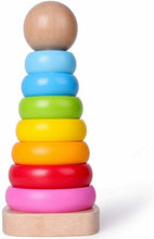 Carica l'immagine nel visualizzatore di Gallery, Gioco in legno per bambini, Anelli impilabili per educazione Colorato Prescolare