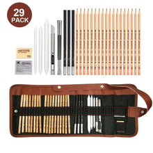 Carica l'immagine nel visualizzatore di Gallery, MEIRUIER 29 Pezzi Set da Disegno Matite Grafite Carboncino Penne Gomme 29pcs
