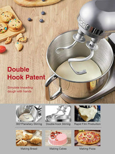 Impastatrice Planetaria, Aicok Robot da Cucina con Doppia Gancio Argento