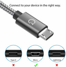 Carica l&#39;immagine nel visualizzatore di Gallery, Gritin Cavo Micro USB, [3 Pezzi:1m,1.5m,2m] Nylon Intrecciato USB Grigio