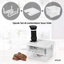 Carica l'immagine nel visualizzatore di Gallery, VPCOK 7 in 1 Sous Vide Contenitore Set 12L con Coperchio Roner Cucina