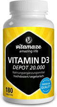 Carica l&#39;immagine nel visualizzatore di Gallery, Vitamaze Vitamina D3 ad alto dosaggio 20000 UI(dose per 20 giorni) 180 compresse