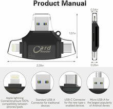 Carica l'immagine nel visualizzatore di Gallery, Lettore di Schede Memoria SD/Micro SD, 4 in 1 USB 2.0 / Micro Small