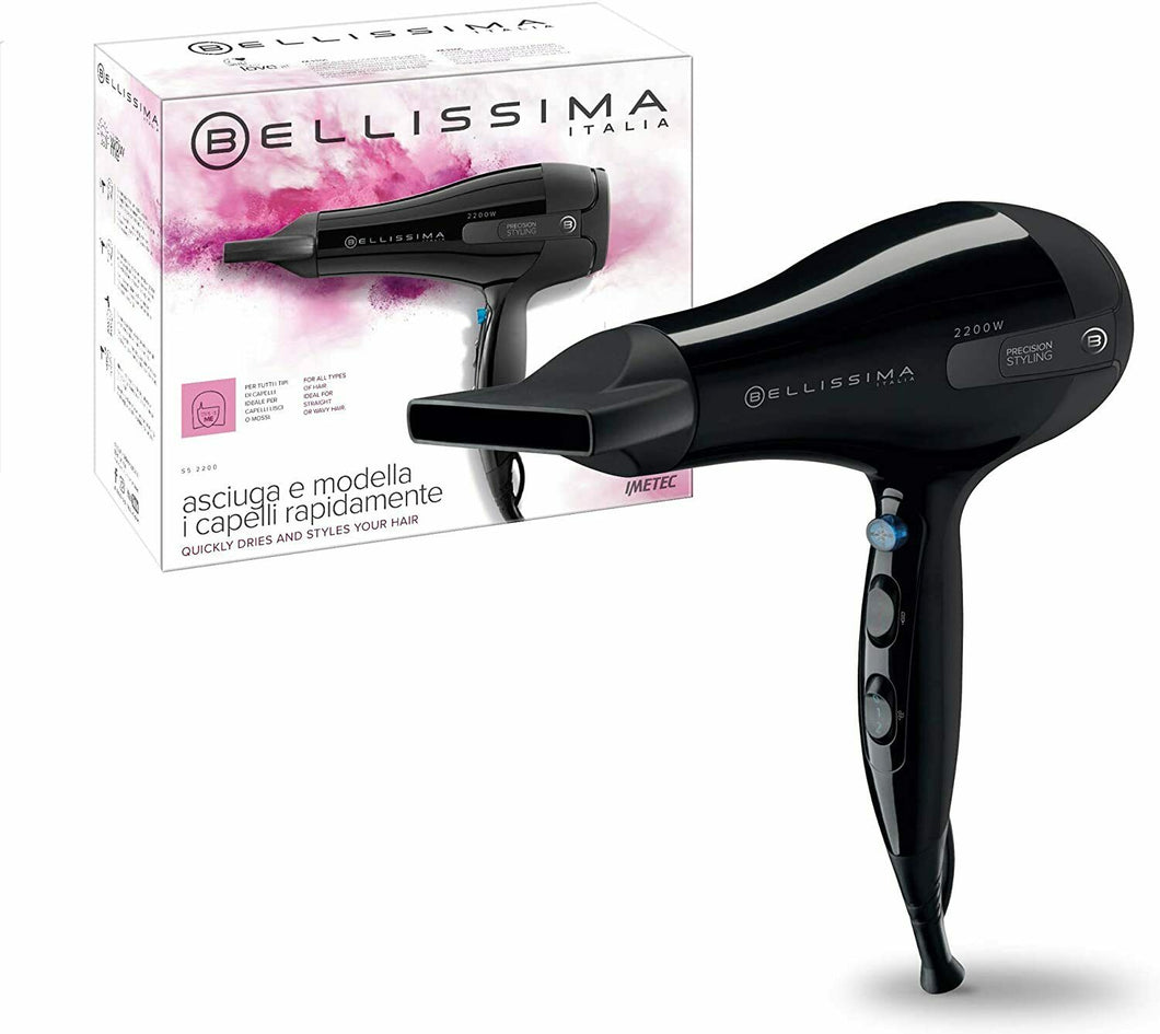 Asciugacapelli Imetec Bellissima S5 2200 da 2200 W con colpo d'aria fredda, Nero