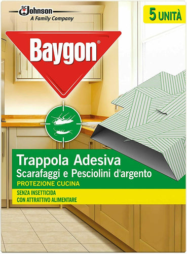 5 x Trappola per insetti scarafaggi e pesciolini d'argento, Protezione adesiva