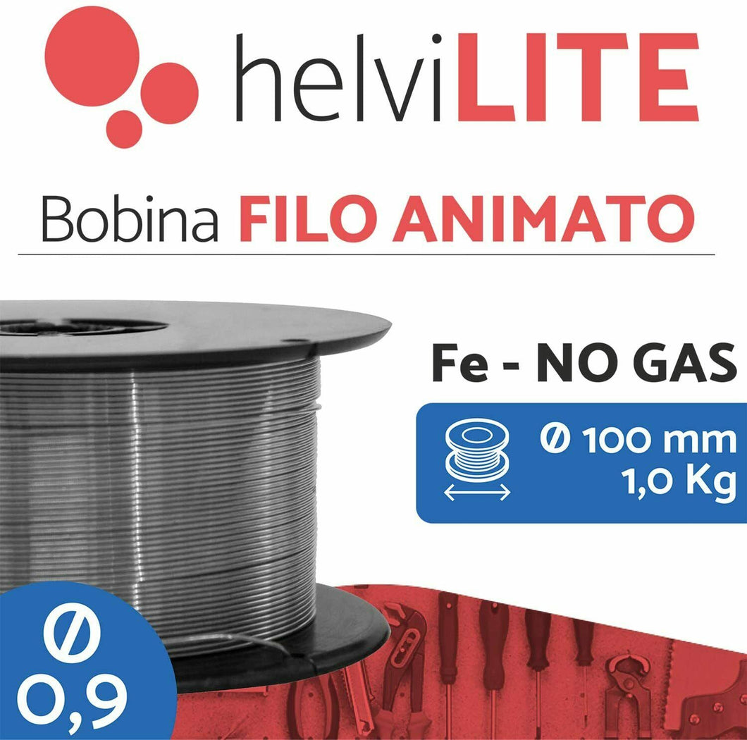 Filo animato (No gas) per saldatura helvi ø 0,9 mm 1 kg, diametro bobina: 100mm