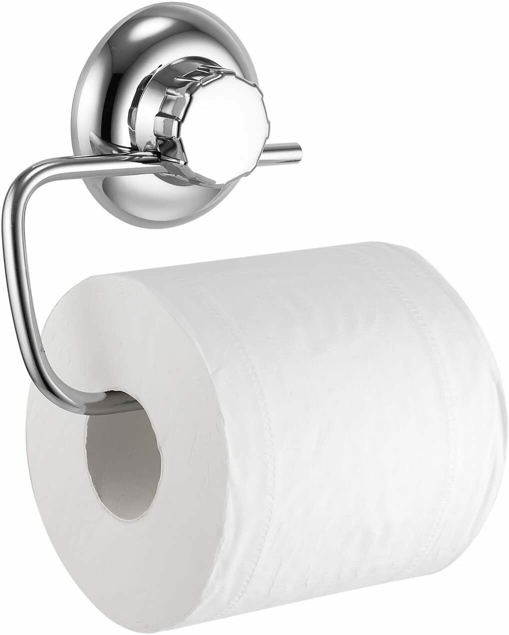 Porta rotolo di carta igienica cromato in acciaio inox con sistema a ventosa