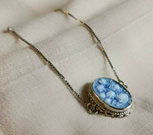 Carica l&#39;immagine nel visualizzatore di Gallery, Blue Agate Cameo Bracciale Con Argento Sterling 925 MADE IN ITALY, Cameo Jewelry- mostra il titolo originale